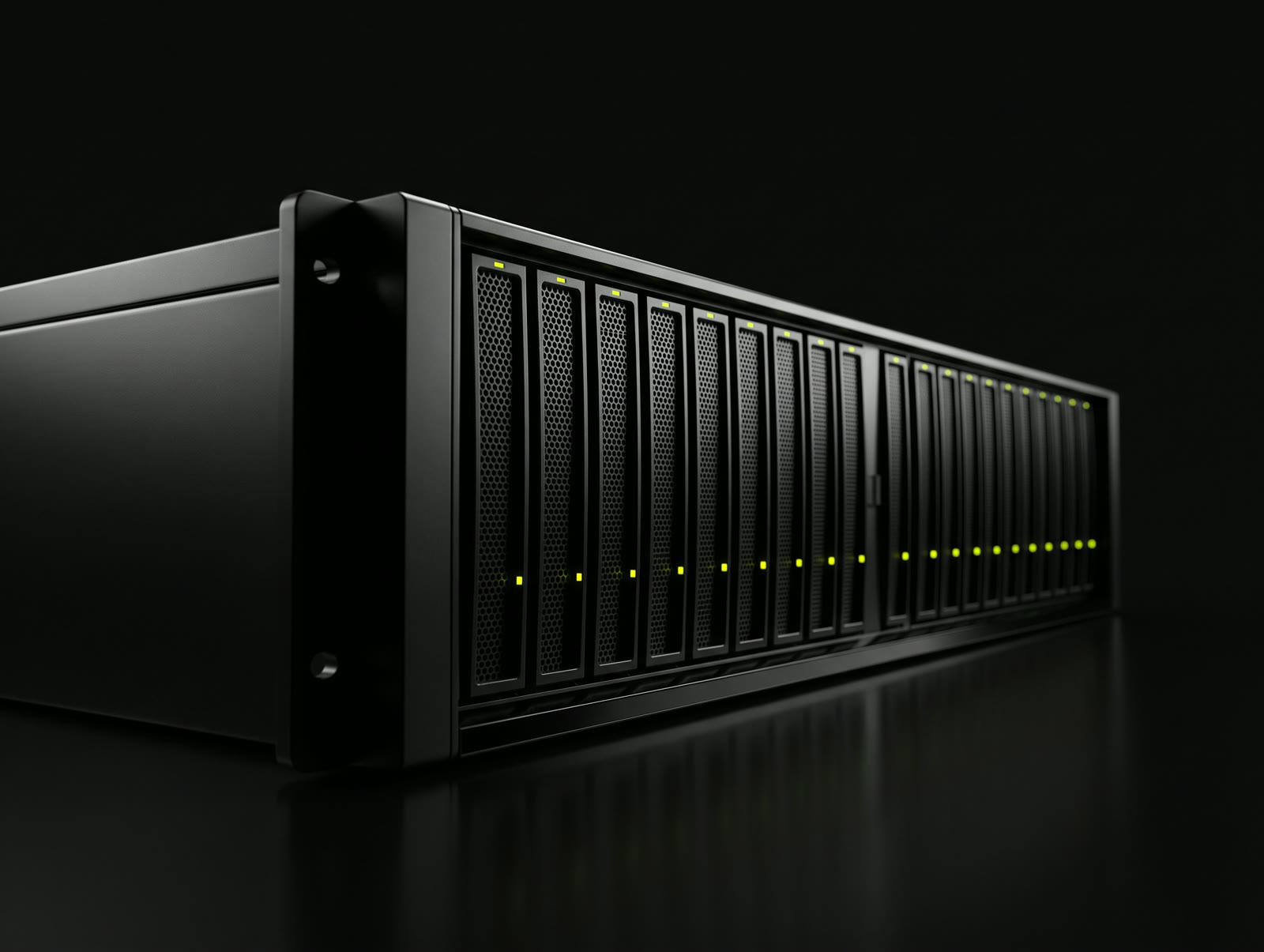 Lames de serveur miniatures dans un châssis noir avec voyants rouges